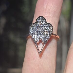 White Topaz Sterling & Gold hamsa ring Sz6